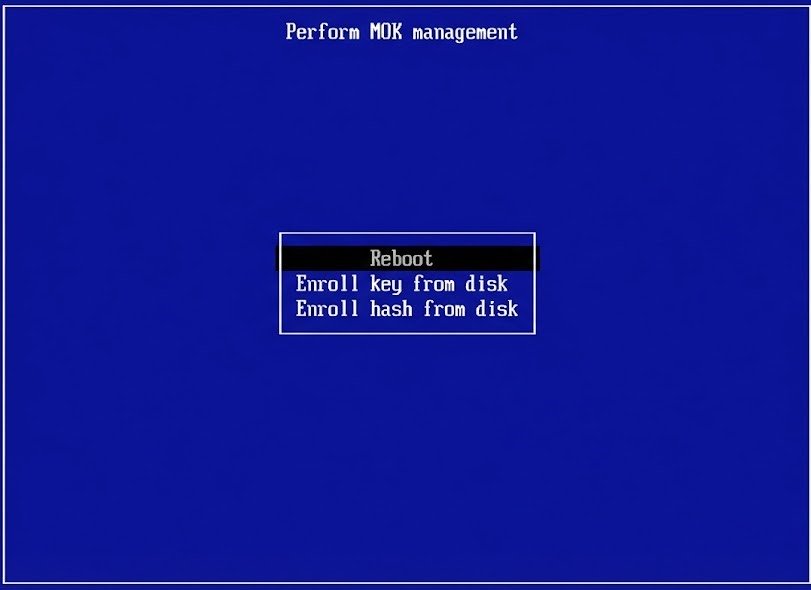 Выбор пункта Reboot в главном меню