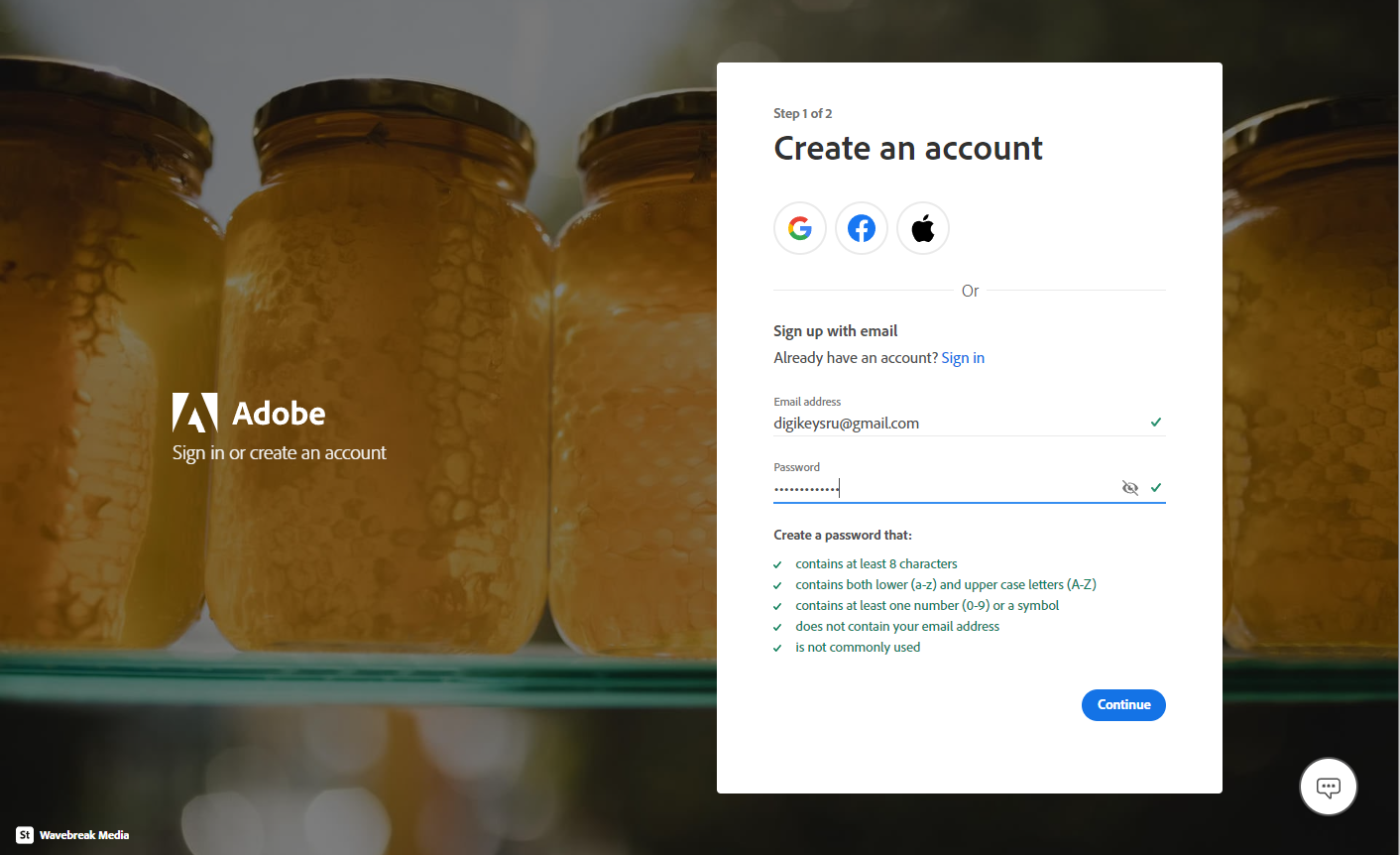 Создание аккаунта Adobe по шагам