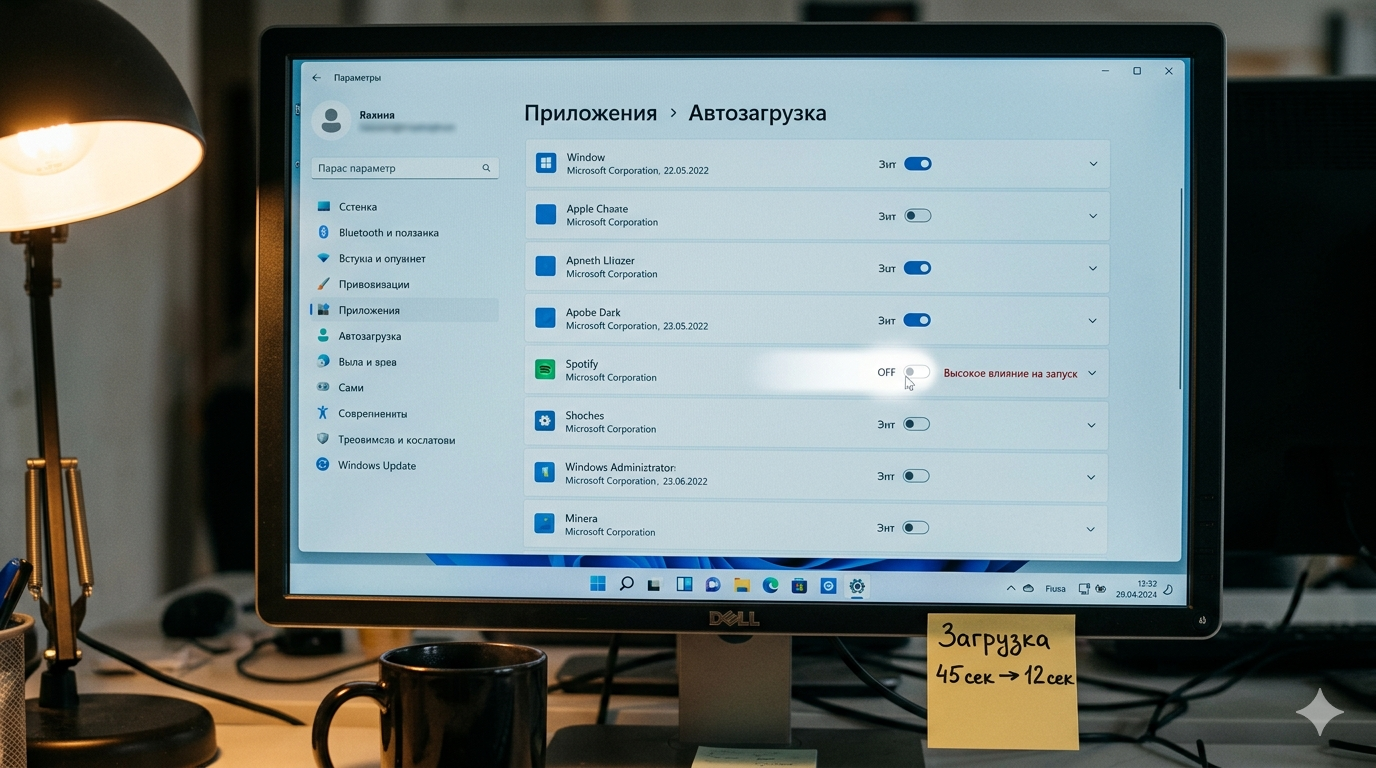 Автозагрузка Windows 11: как отключить программы из автозапуска