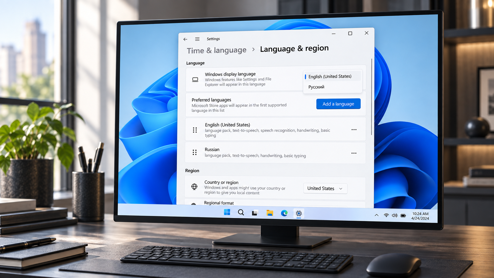 Как установить русский язык в Windows 11 и перевести меню
